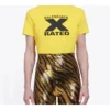 X-Rated, tamanho pequeno, corte justo, manga curta, amarelo 612964TIVA71802