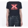 X-Rated, tamanho pequeno, corte justo, manga curta, preto 612964TIVA71076